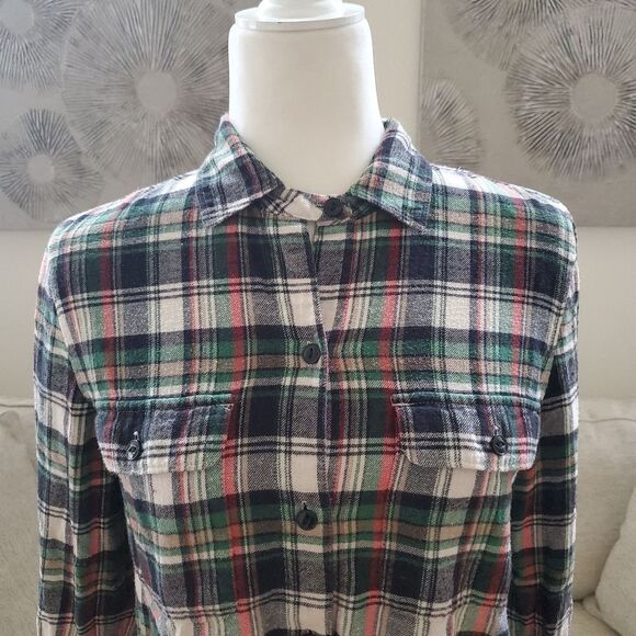 Madewell Oversized Classic Boyfriend Flannel Tartan Button-down Shirt sz Sm - Picture 4 of 12
